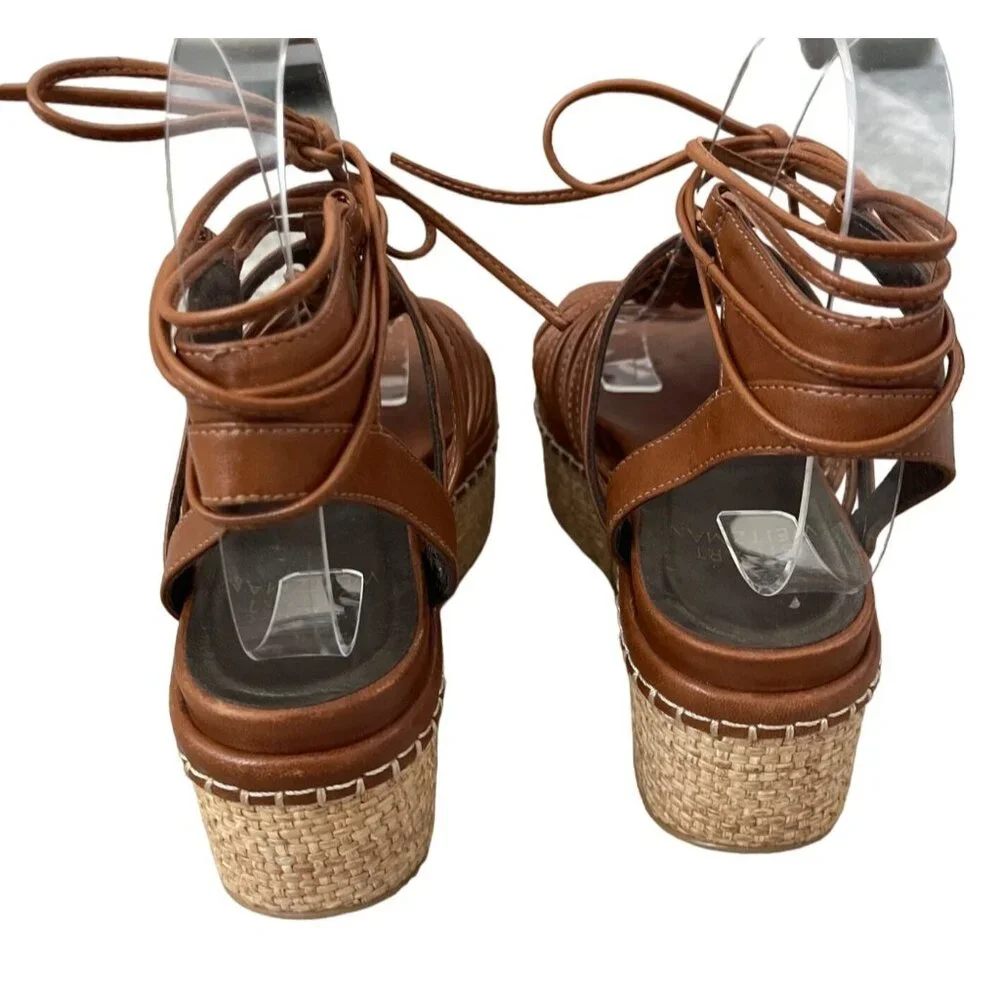 Stuart Weitzman KNOTAGAIN Wedge Caged Gladiator Platform Sandal‎ Brown $445 6M